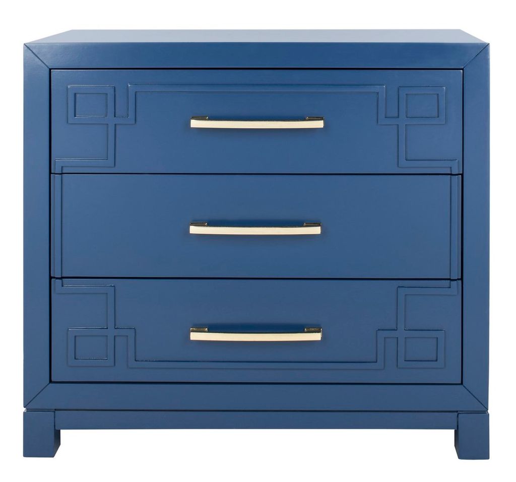 Raina 3 Drawer Chest, 31.88" X 29", Lapis Blue/Gold