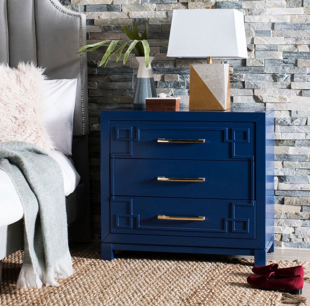 Raina 3 Drawer Chest, 31.88" X 29", Lapis Blue/Gold