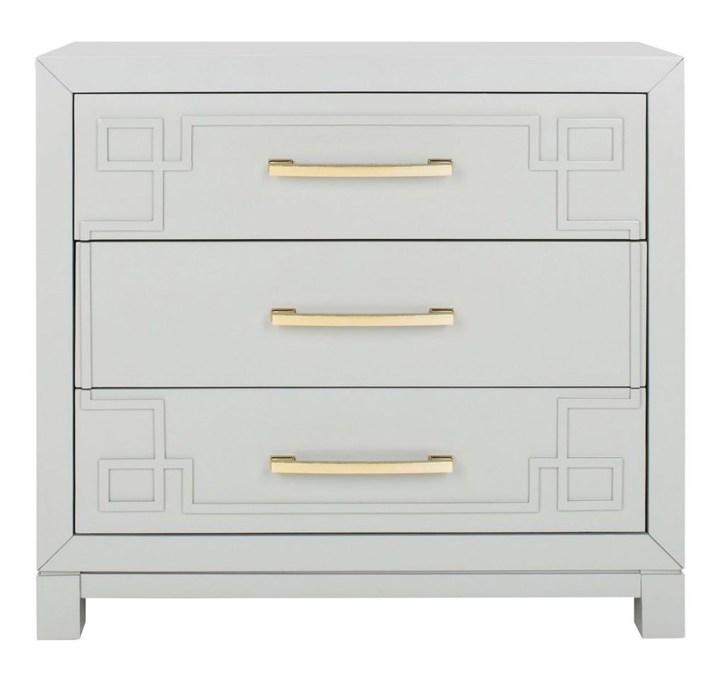 Raina 3 Drawer Chest, 31.88" X 29", Grey/Gold
