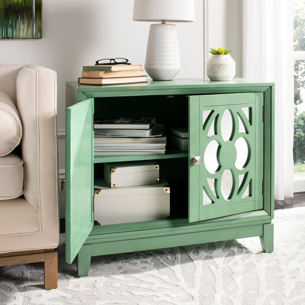 Shannon 2 Door Chest, 32" X 29", Turquoise/Mirror
