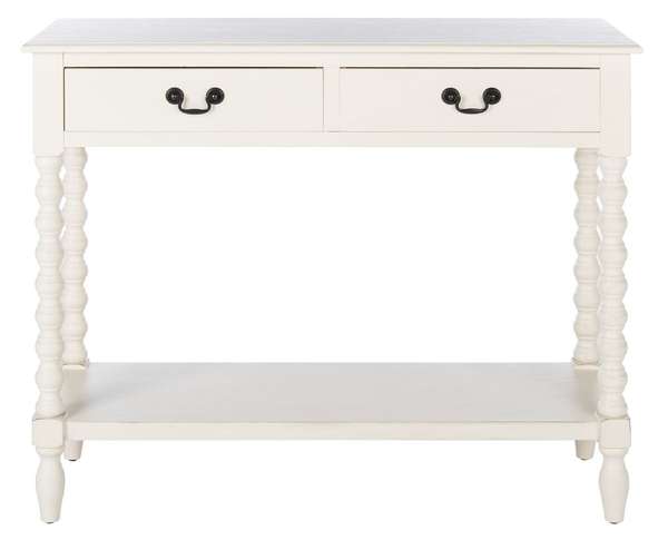 Athena 2 Drawer Console Table, 35.5" X 29.5", Distressed White