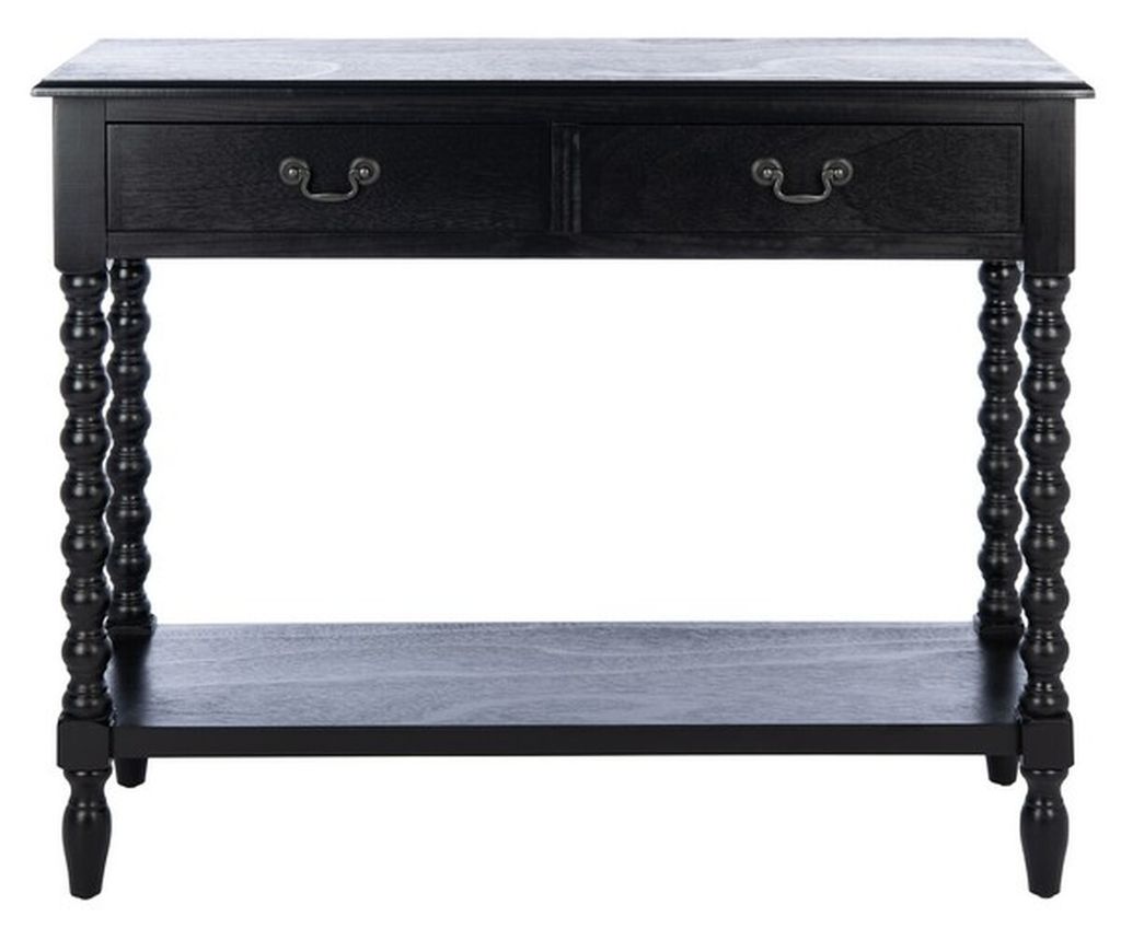 Athena 2 Drawer Console Table, 35.5" X 29.5", Black
