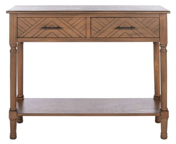 Peyton 2 Drawer Console Table, 35.5" X 29.5", Brown