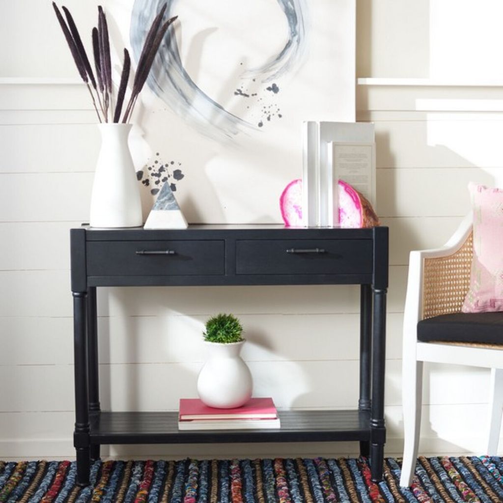 Filbert 2 Drawer Console Table, 35.5" X 29.5", Black
