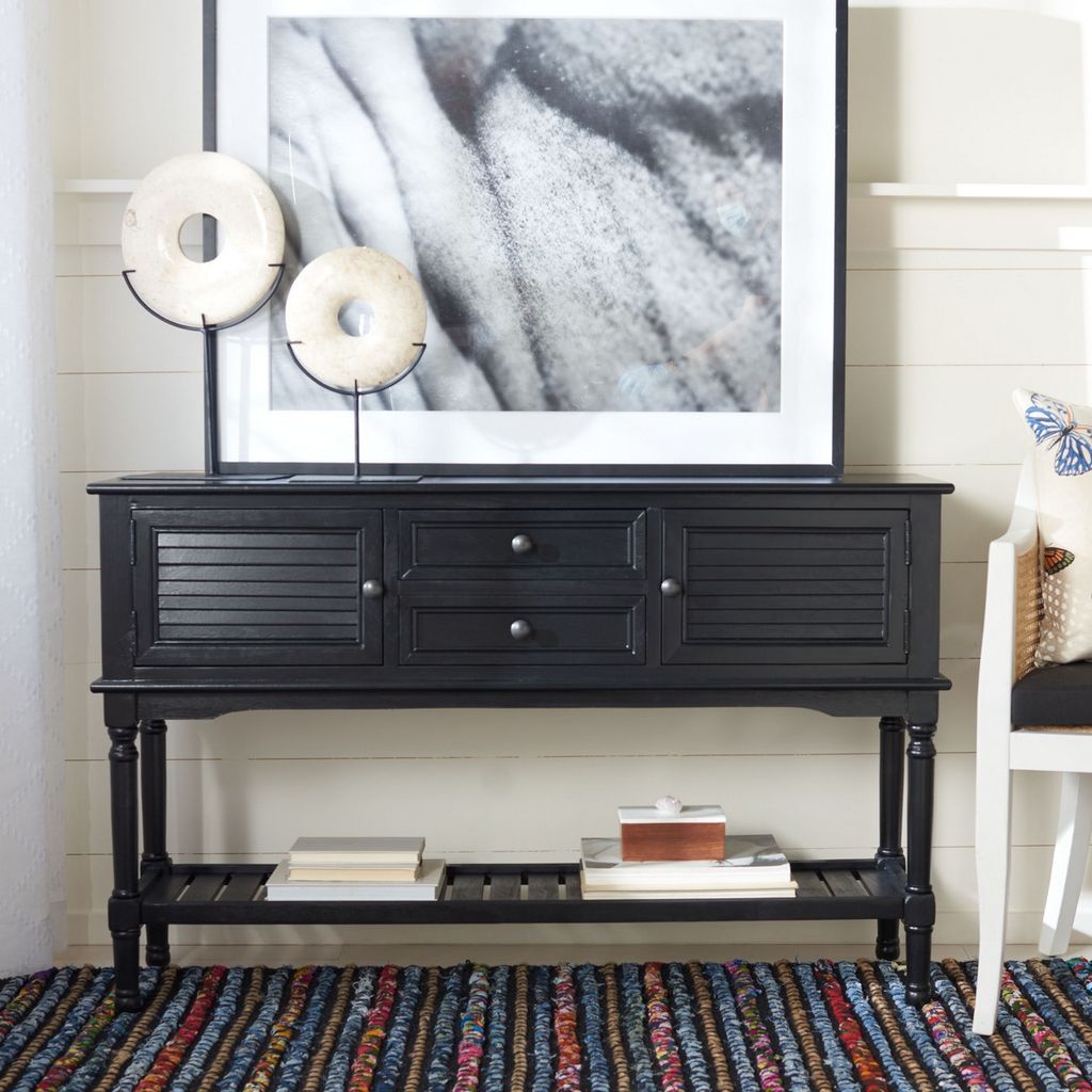 Tate 2Drw 2 Door Console Table, 47.25" X 29.5", Black