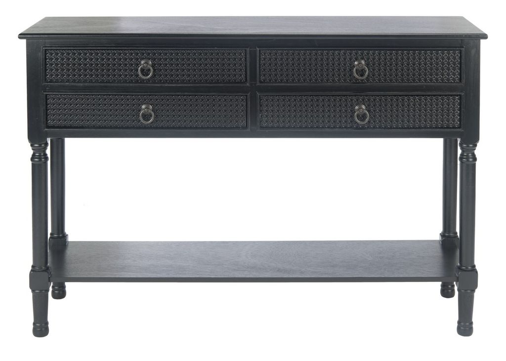 Haines 4Drw Console Table, 42" X 29.5", Black