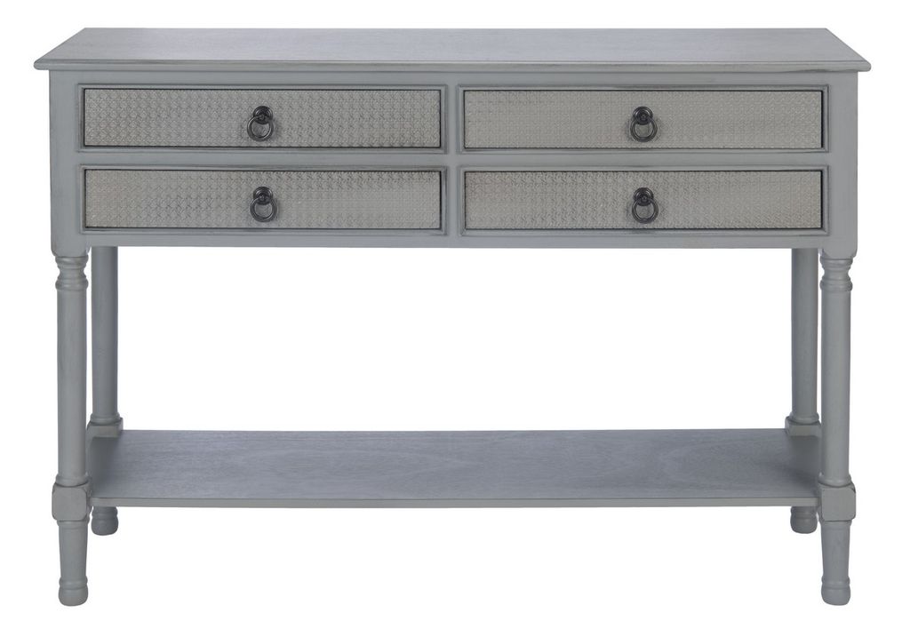 Haines 4Drw Console Table, 42" X 29.5", Distressed Grey