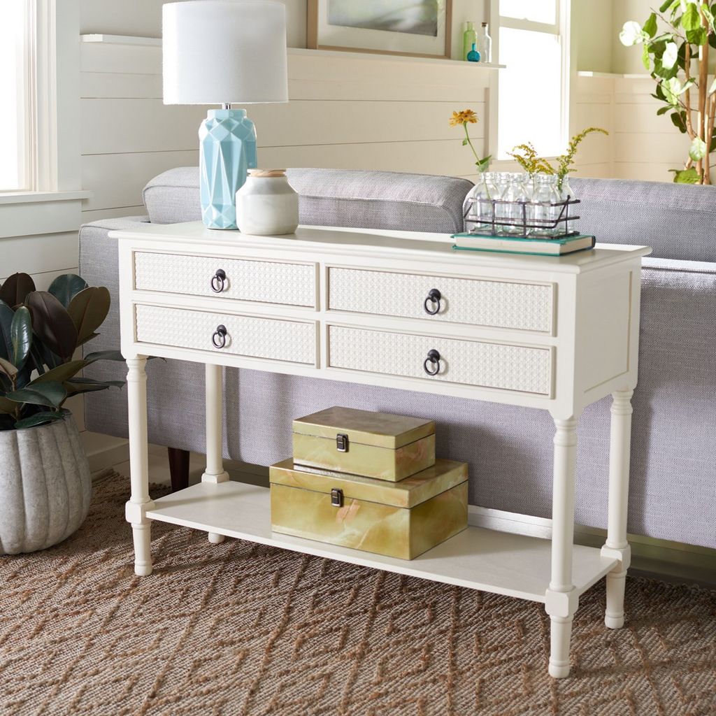 Haines 4Drw Console Table, 42" X 29.5", White