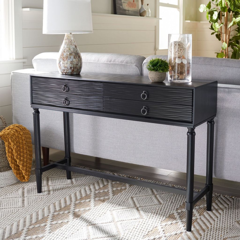 Aliyah 4Drw Console Table, 42" X 29.5", Black