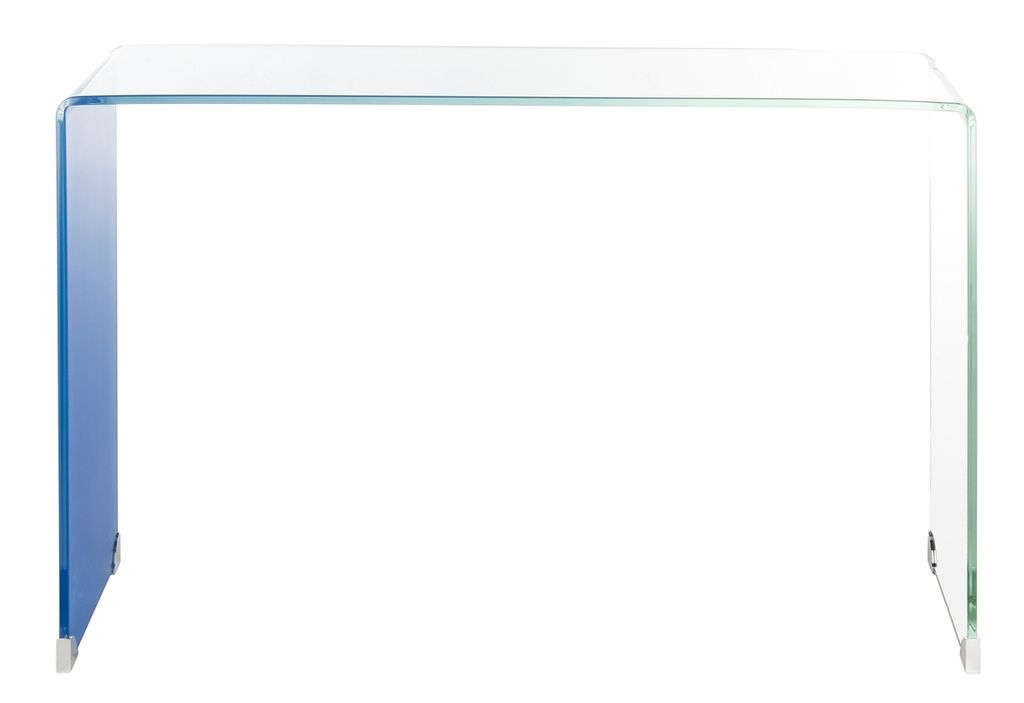 Crysta Ombre Glass Console Table, 43.3" X 29.5", Clear/Blue