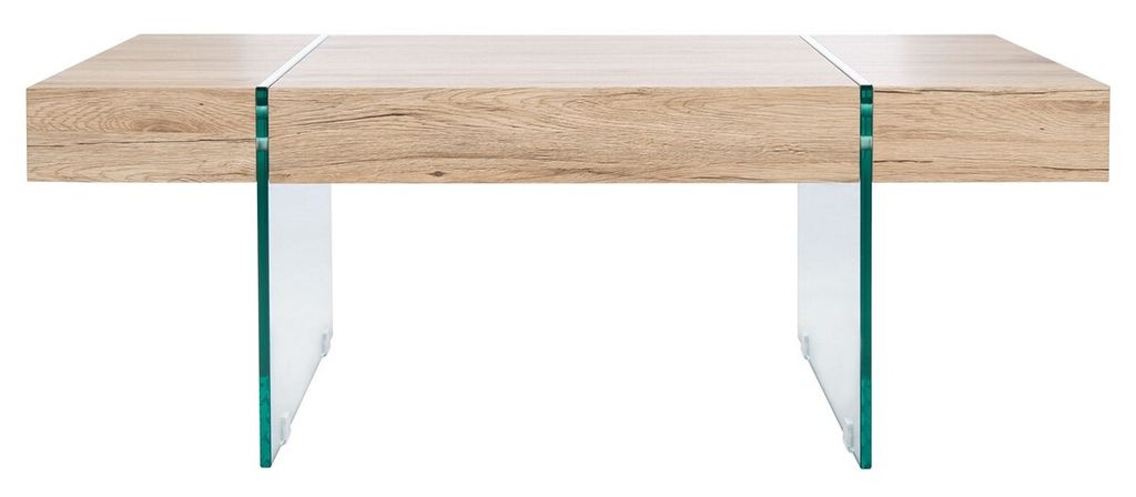 Preview image for Jacob Rectangular Glass Leg Modern Coffee Table, 43.3" X 15.7", Natural/Glass Legs