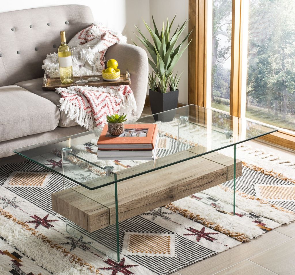 Safavieh Kayley Rectangular Modern Glass Coffee Table