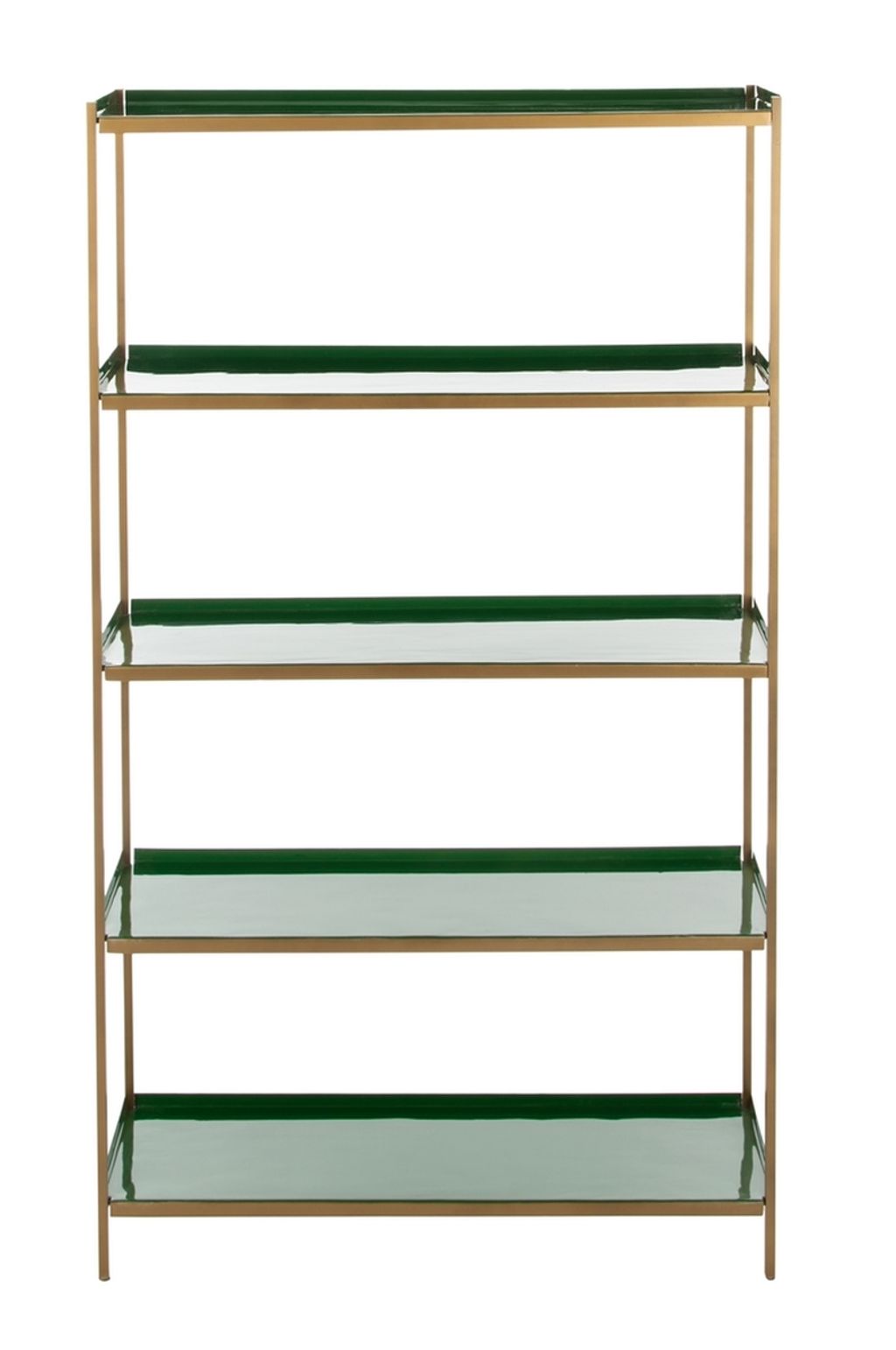 Justine 5 Tier Etagere, 28" X 52", Green/Brass