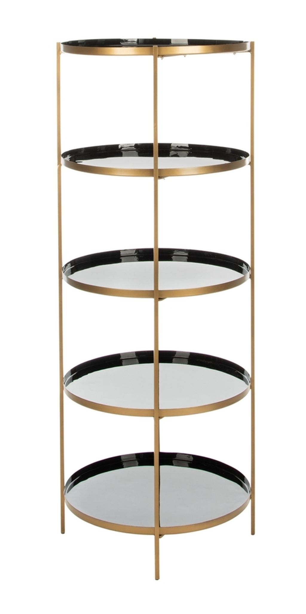 Tia Round 5 Tier Etagere, 20" X 53", Black/Brass