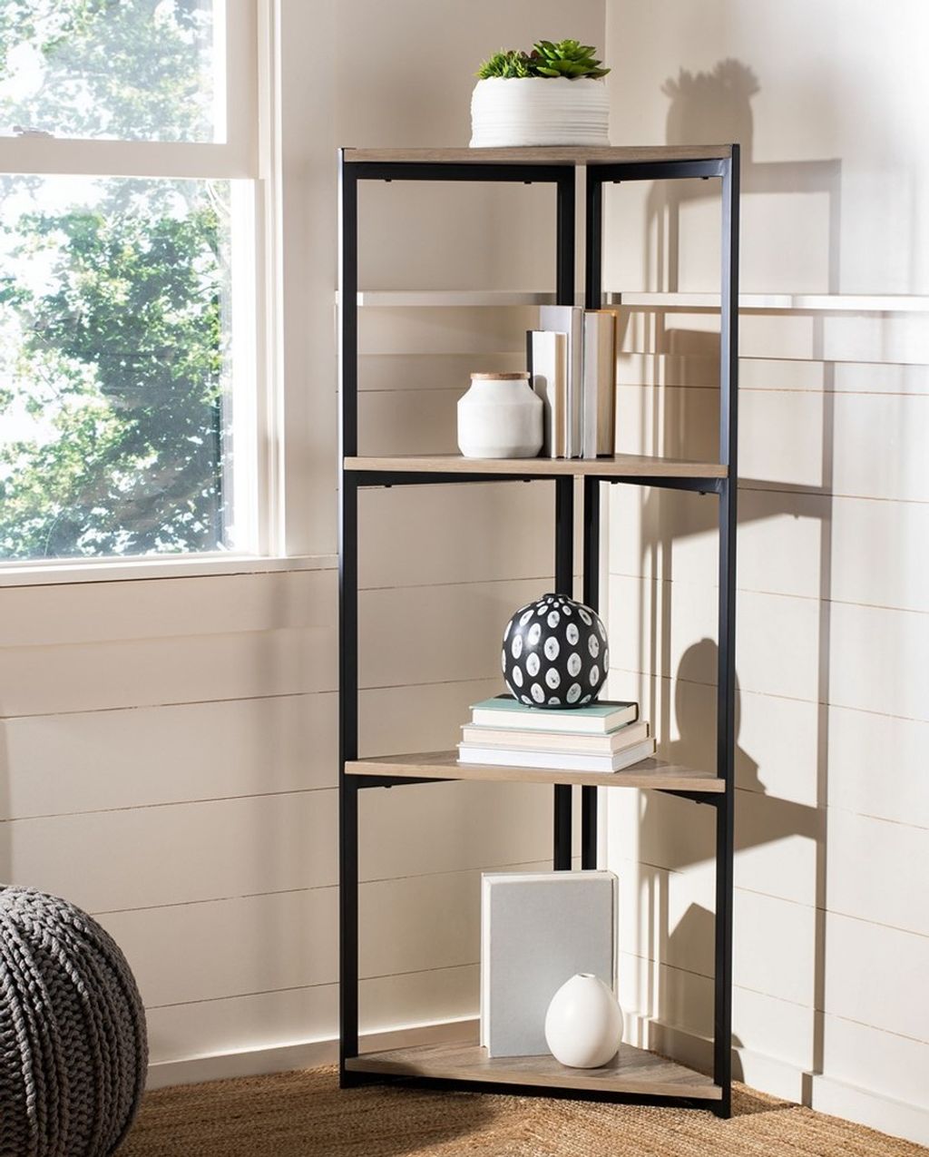 Logan 4 Tier Corner Bookshelf, 16.5" X 55"