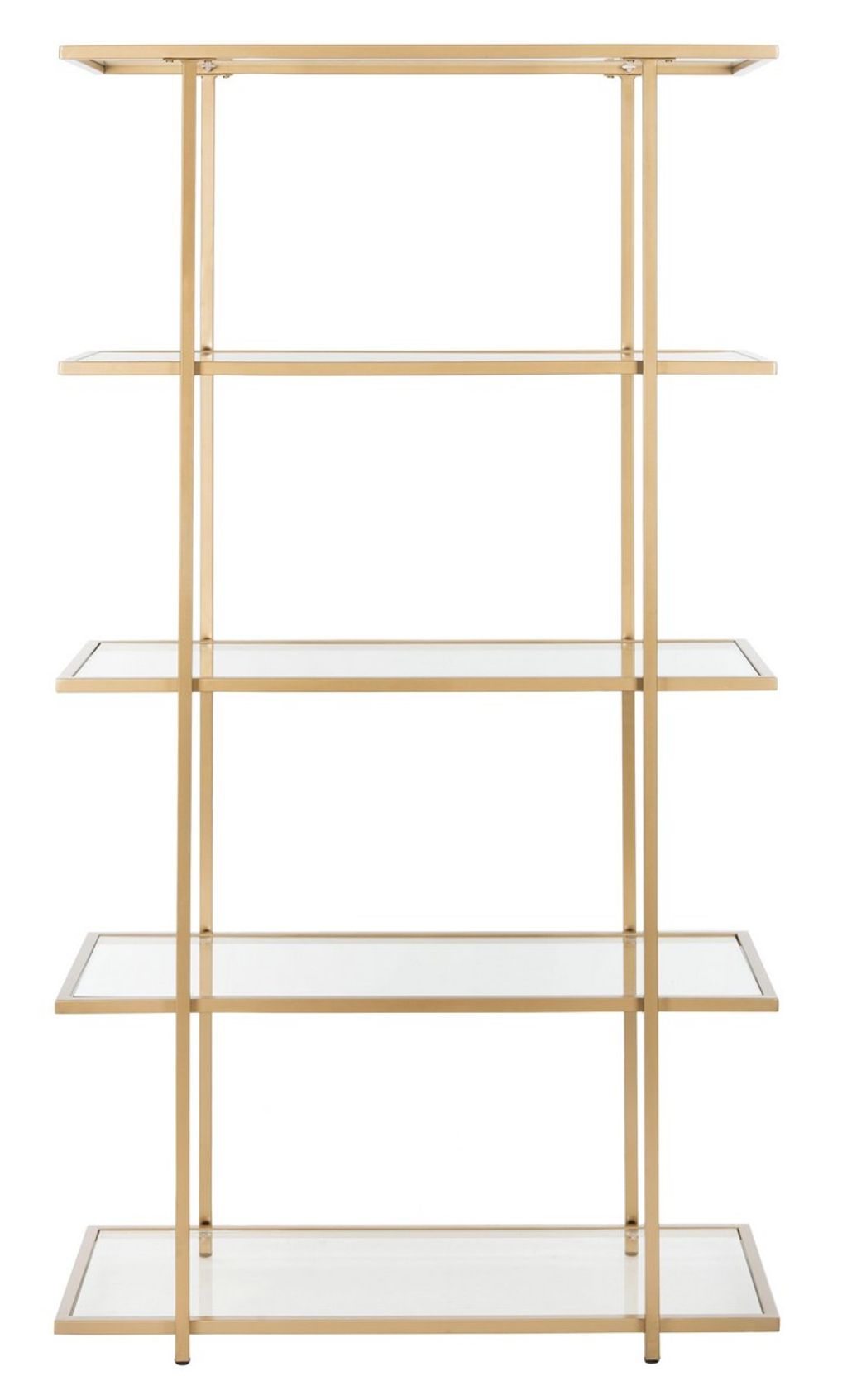 Francis 5 Tier Etagere, 40" X 72", Gold/Tempered Glass