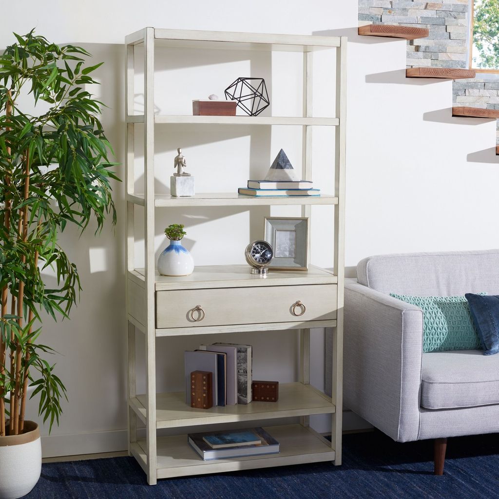 Johni 1 Drawer 5 Shelf Etagere, 32" X 70", Antique White