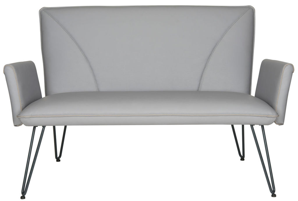 Johannes Mid Century Modern Leather Settee, 51.9" X 32.7", Grey