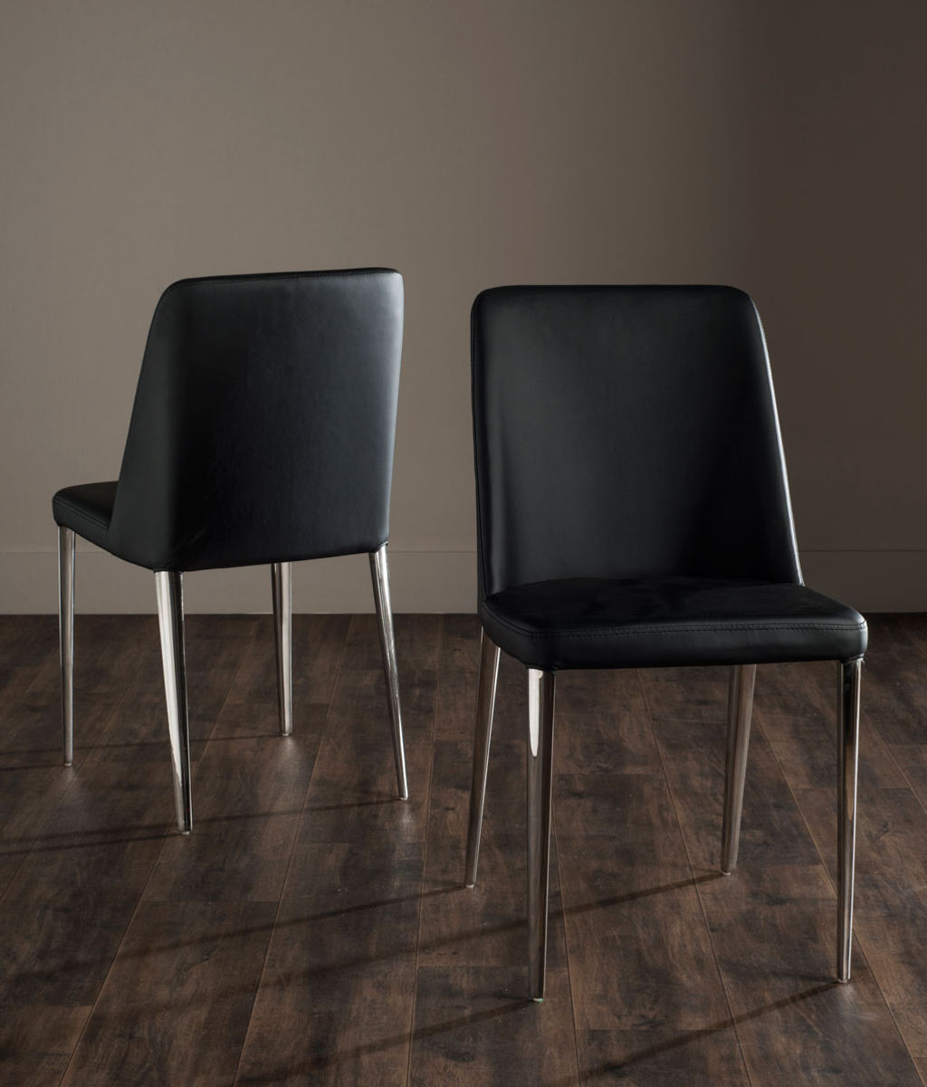 Baltic 18''H Leather Side Chair, 22.5" X 34.8", Black, Set Of 2