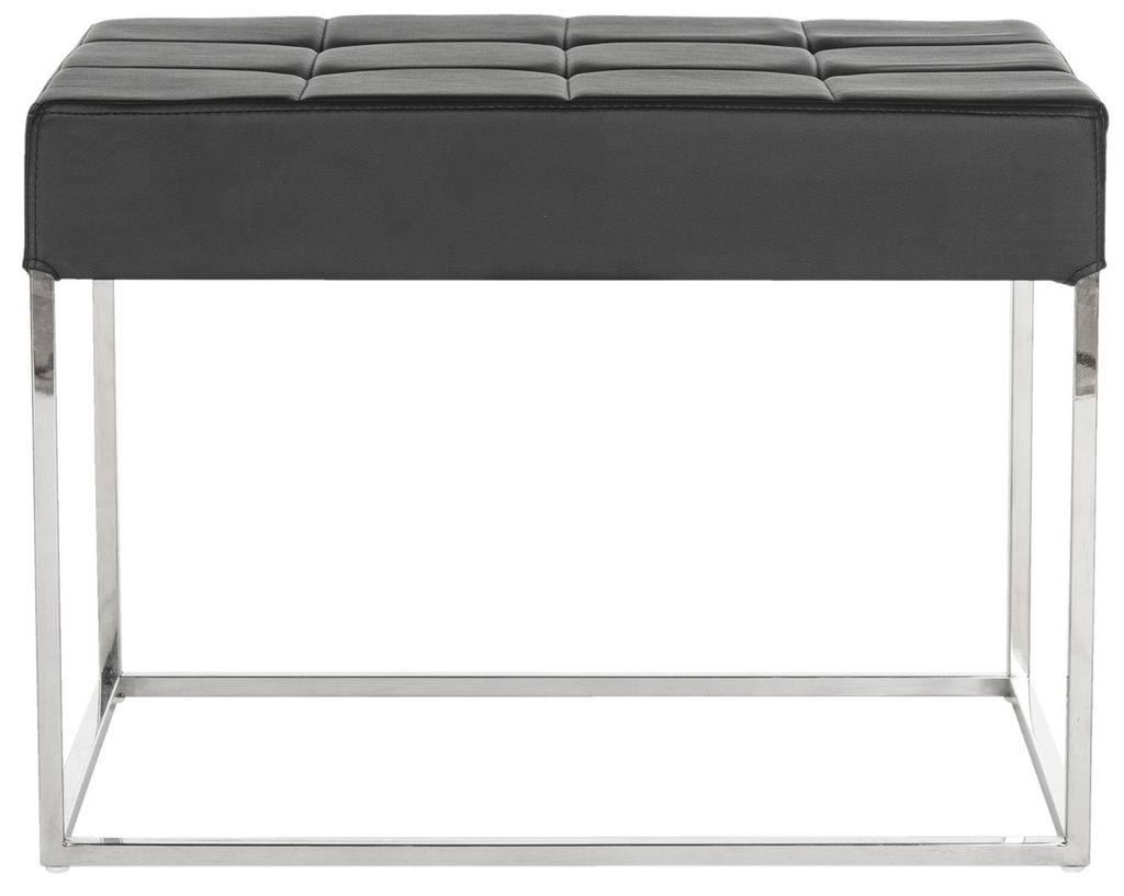 Roitfeld Ottoman, 25.2" X 18.9", Black/Chrome