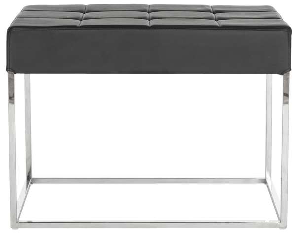 Roitfeld Ottoman, 25.2" X 18.9", Black/Chrome