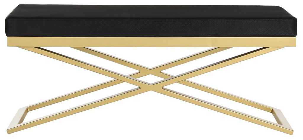 Acra Bench, 43.2" X 18", Black Bottega/Gold