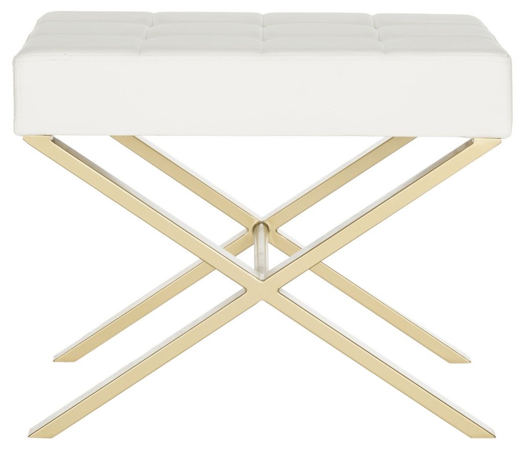Preview image for Badgley Ottoman, 24.5" X 19.8", White/Gold