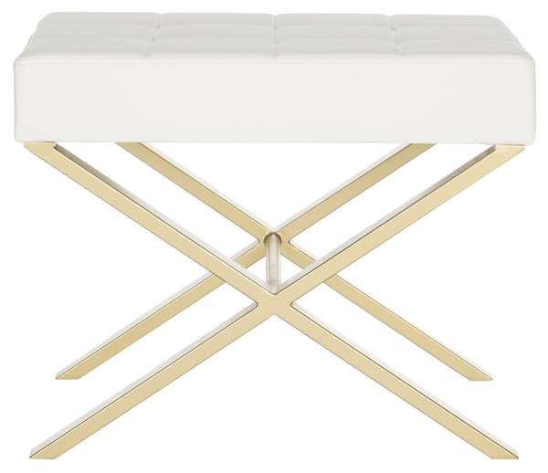 Badgley Ottoman, 24.5" X 19.8", White/Gold