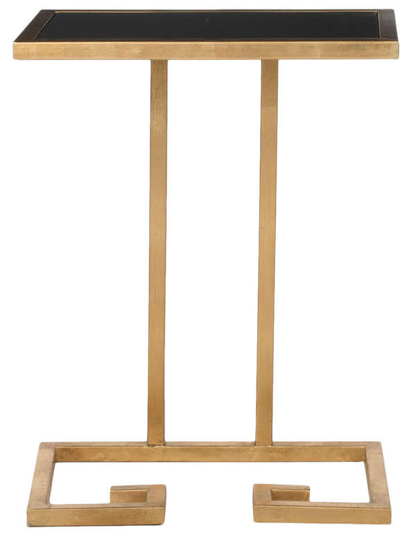 Murphy Gold Leaf Accent Table, 15.7" X 21", Gold/Black Glass