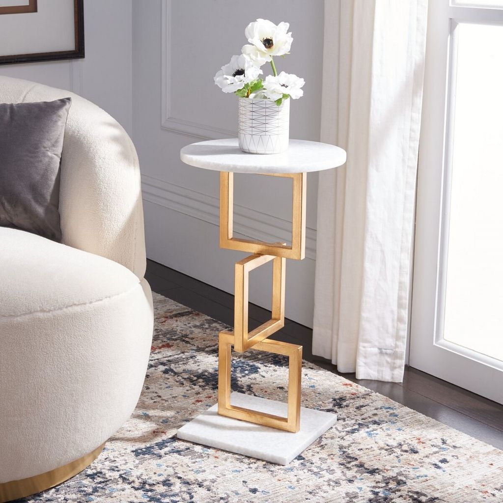 Cassidy Silver Leaf Accent Table, 12.5" X 23.2"