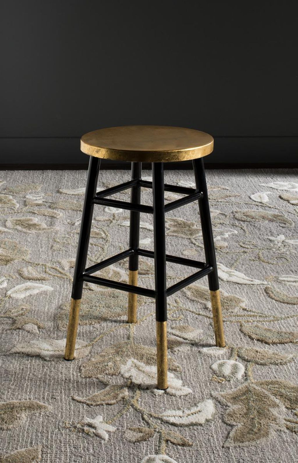 Emery Dipped Gold Leaf Counter Stool, 13.5" X 24", Black/Gold