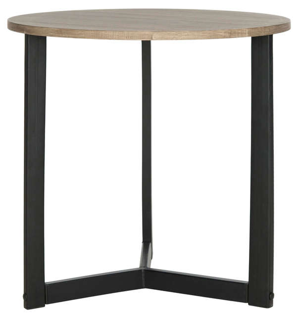 Leonard Mid Century Modern Wood End Table, 22.8" X 22.8", Oak/Black