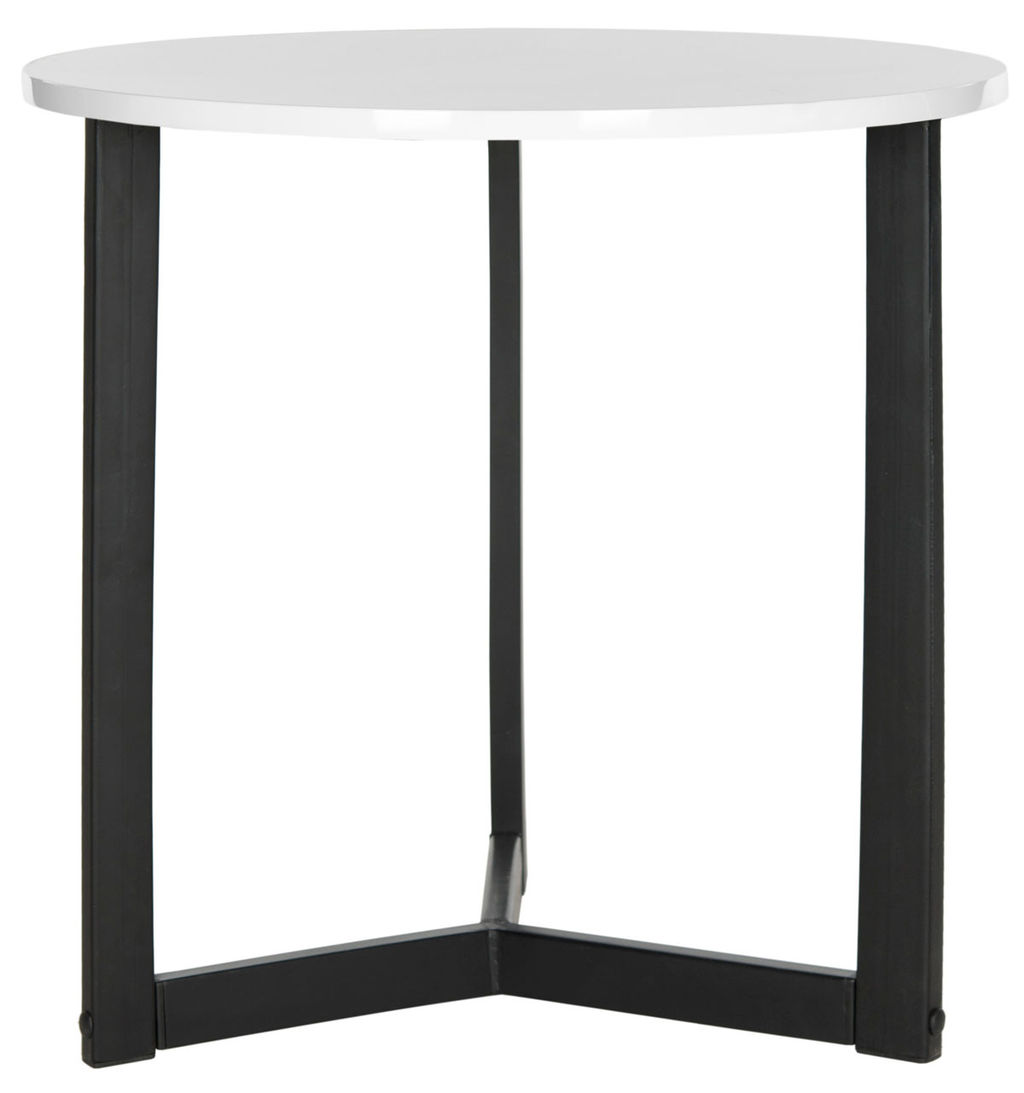 Leonard Mid Century Modern Wood End Table, 22.8" X 22.8", White/Black
