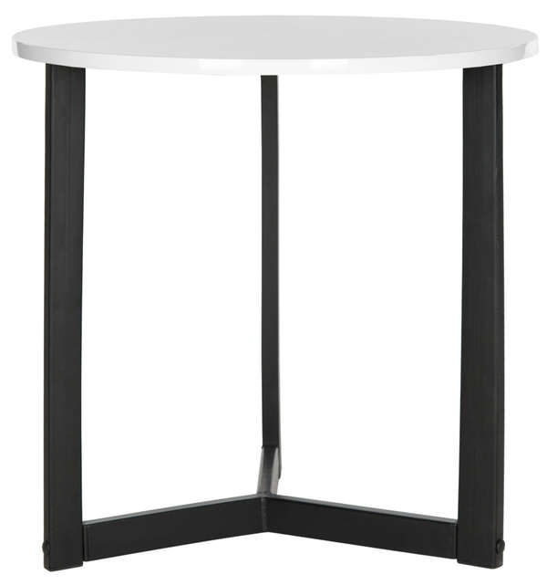 Leonard Mid Century Modern Wood End Table, 22.8" X 22.8", White/Black