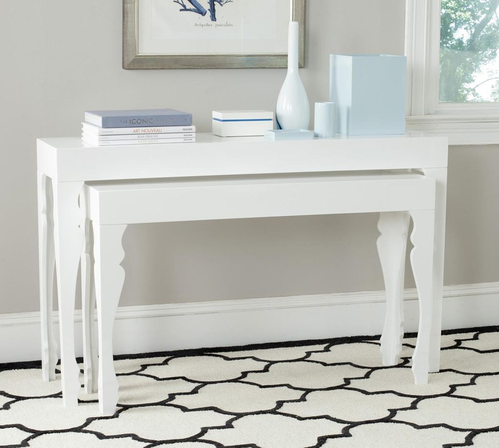 Beth French Leg Lacquer Stacking Console, 51" X 31.5", White