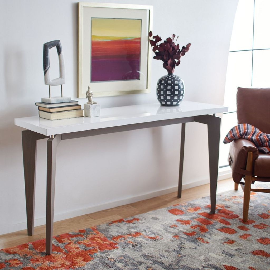 Josef Retro Lacquer Floating Top Console, 59" X 31.5", White/Grey