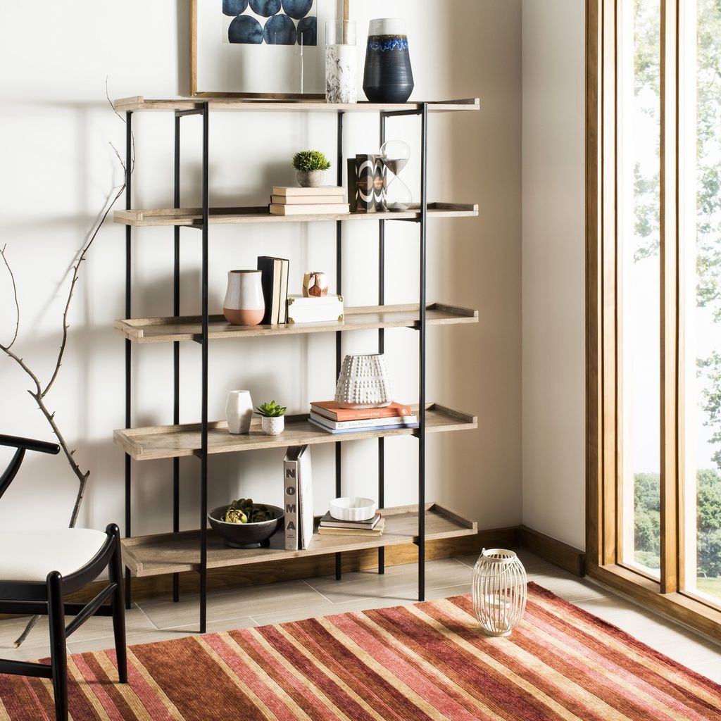 Cecilia Retro Mid Century 5 Tier Wood Etagere, 47.5" X 68"