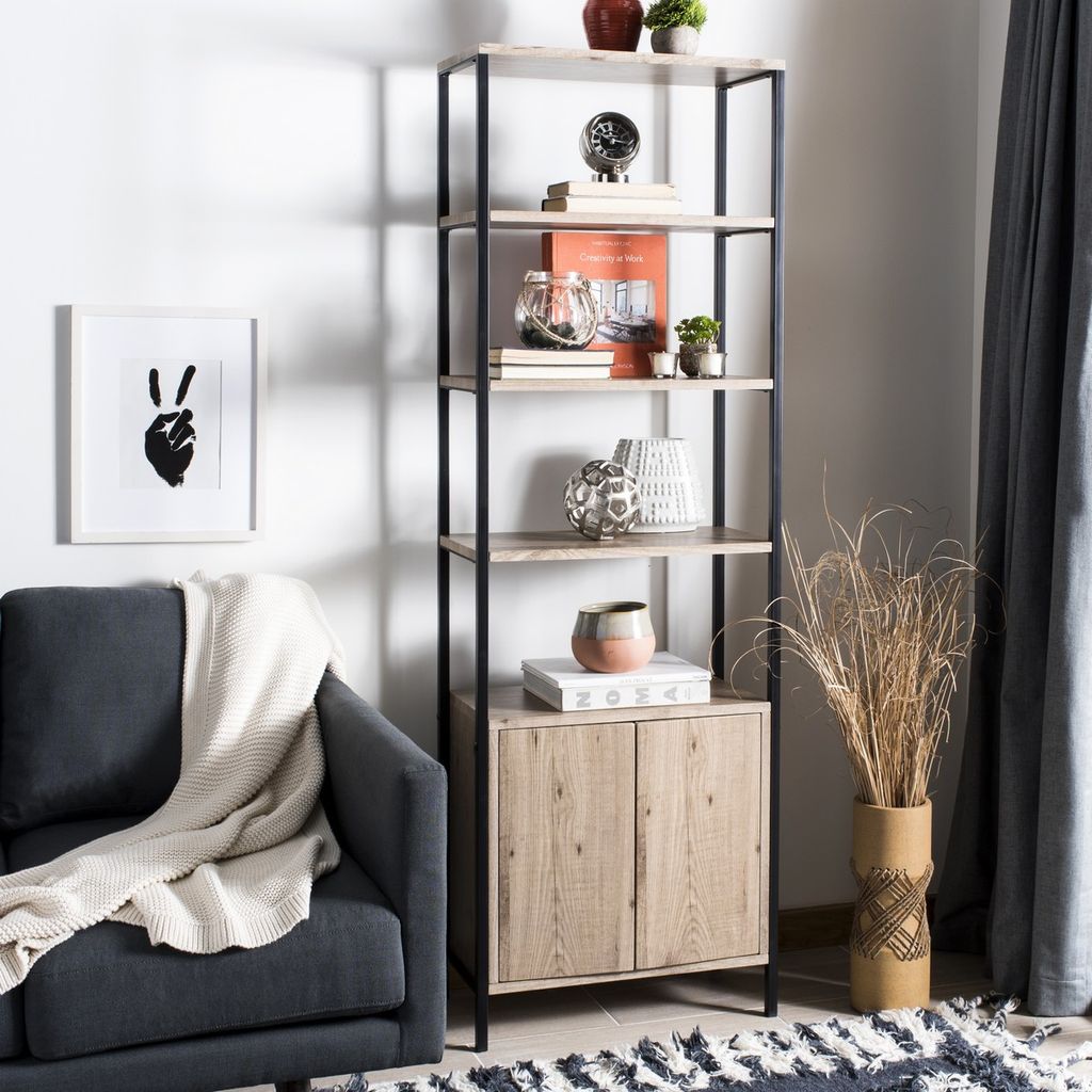 Natasha Retro Mid Century Wood Etagere, 23.6" X 70.8"