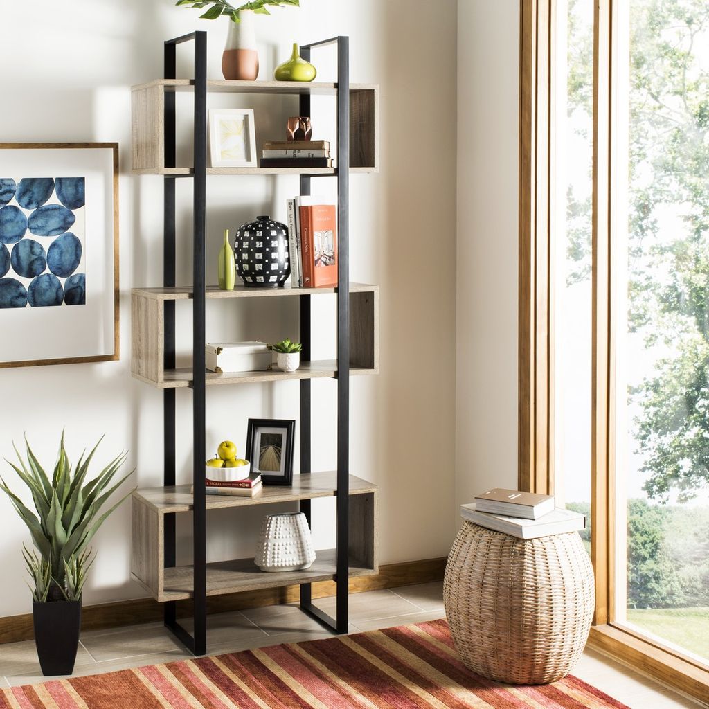 Adhara Retro Mid Century Wood Etagere, 31.5" X 78.8"