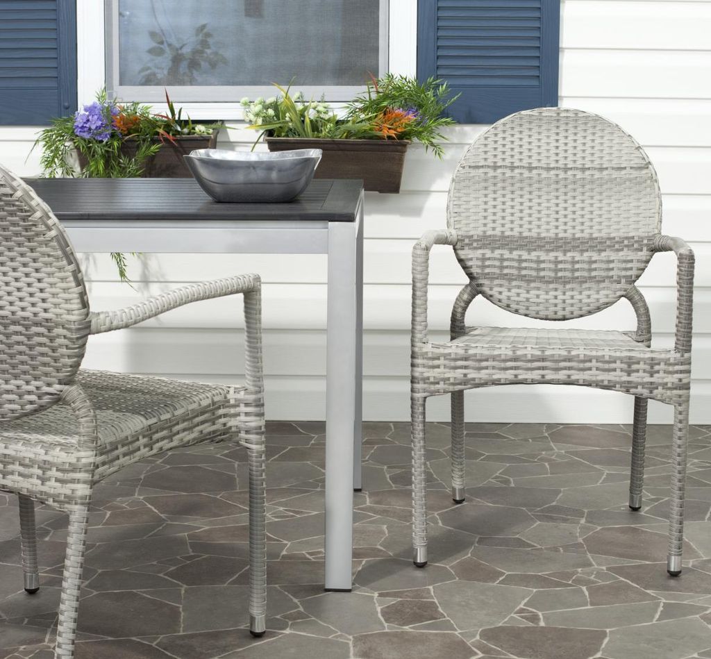 Valdez Indoor-Outdoor Stacking Arm Chair, 21" X 34.6", Set Of 2