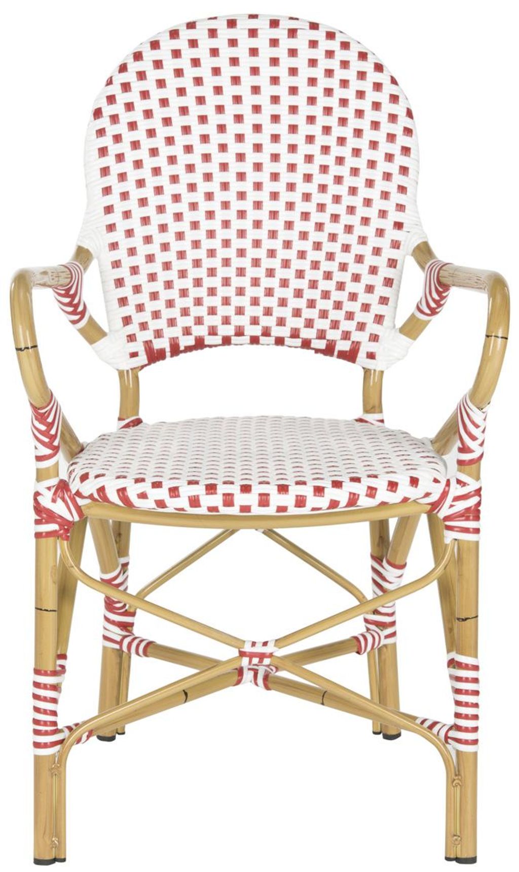Preview image for Hooper Indoor-Outdoor Stacking Arm Chair, 20.8" X 35", Red/White/Light Brown, Set Of 2