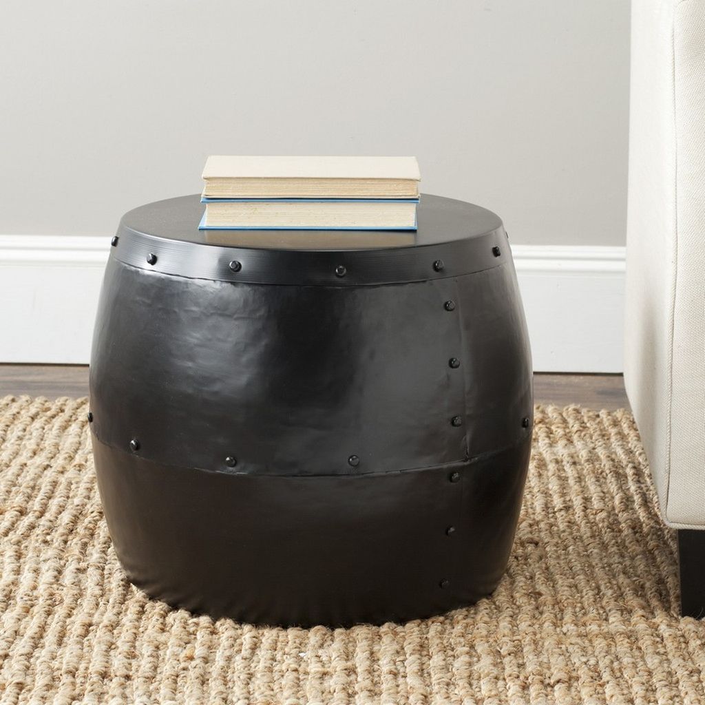 Hogan Iron Drum Stool, 17" X 14.5"