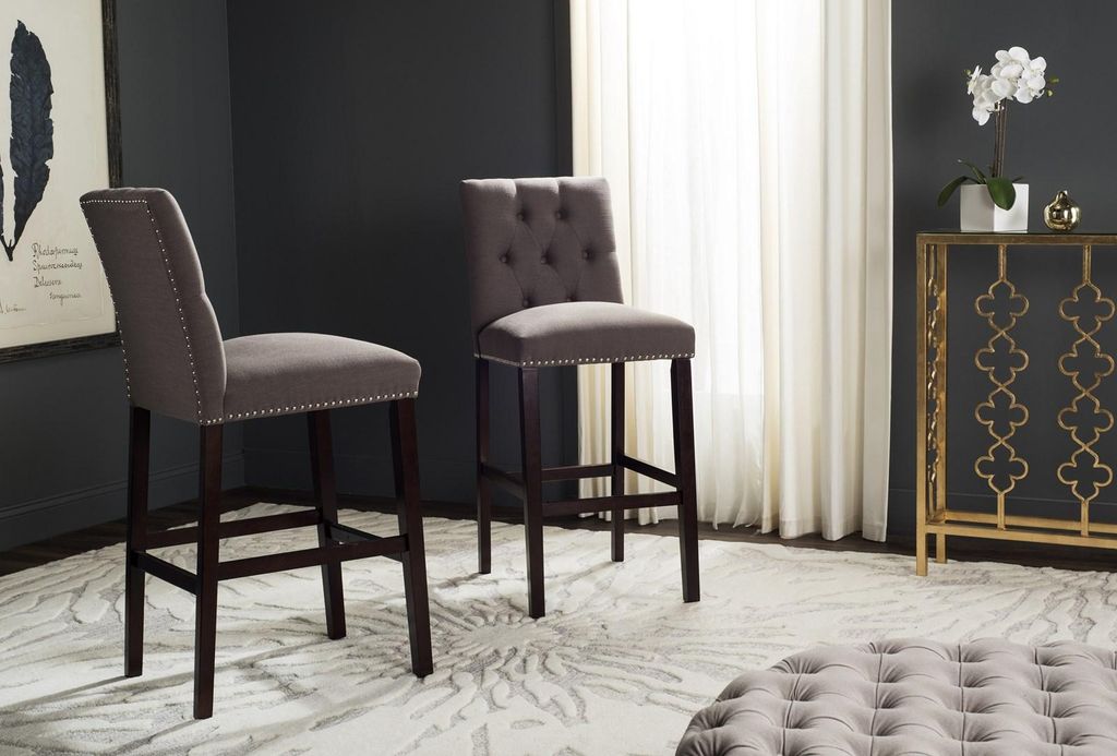 Norah Bar Stool, 19" X 44", Dark Taupe, Set Of 2