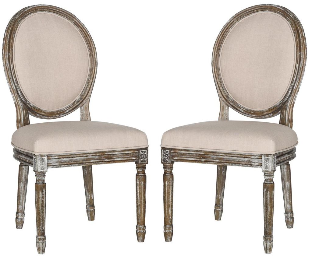 Preview image for Holloway 19''H French Brasserie Linen Oval Side Chair, 19.8" X 39", Beige/Rustic Oak, Set Of 2