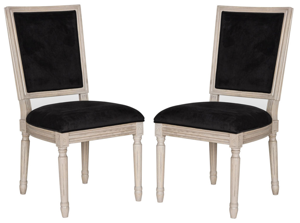 Preview image for Buchanan 19''H French Brasserie Velvet Rect Side Chair - Silver Nail Heads, 19" X 38.3", Black Velvet/Rustic Grey, Set Of 2