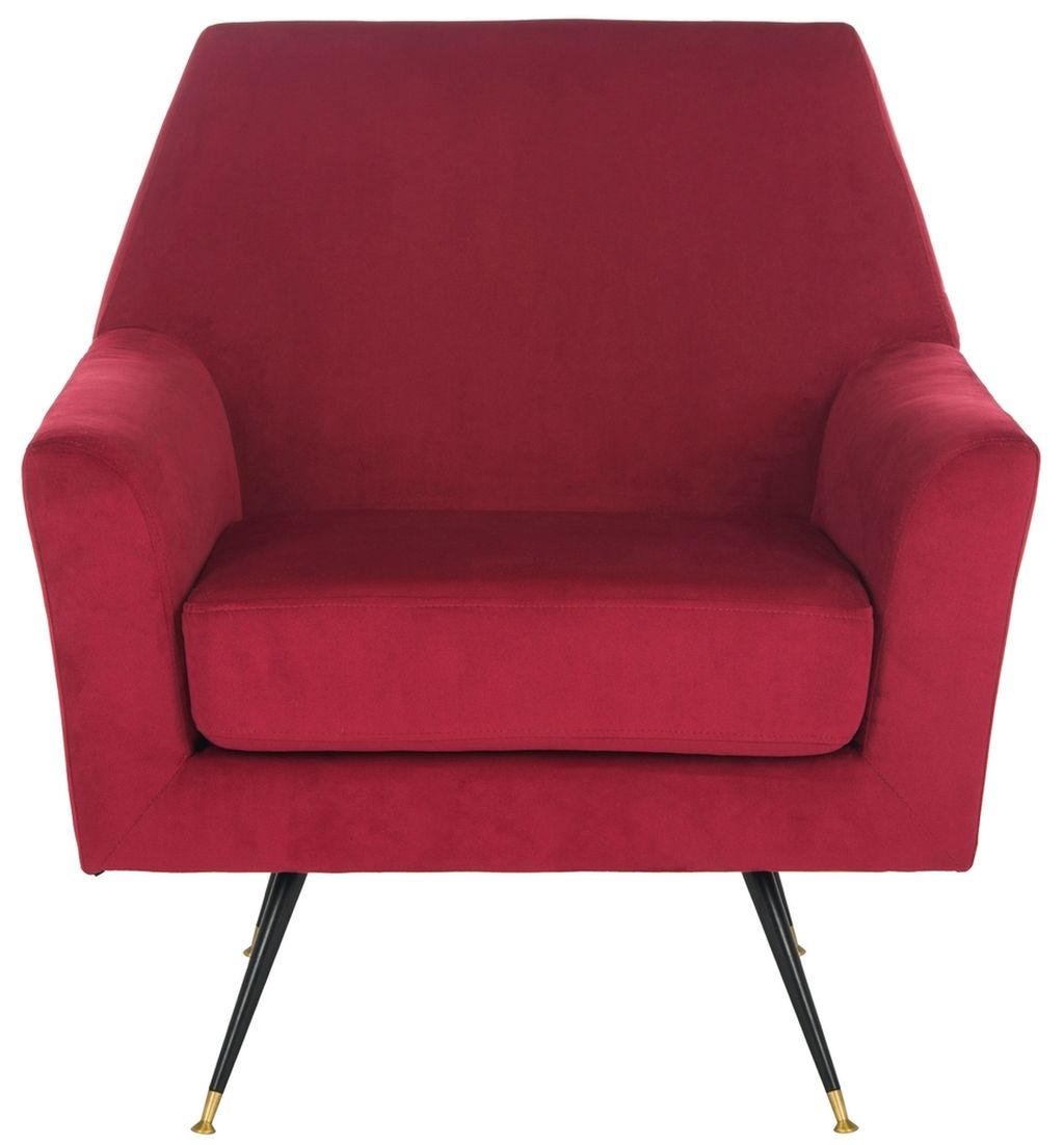 Velvet Retro Mid Century Accent Chair, 32" X 35.5", Maroon
