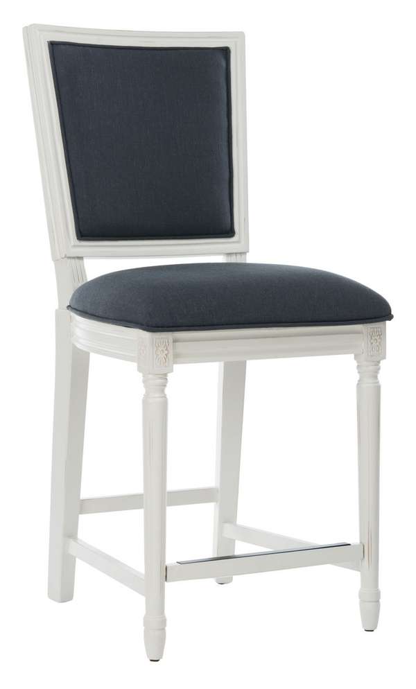 Buchanan Rectangle Counter Stool, 19.25" X 43.25", Navy/Cream, Set Of 2