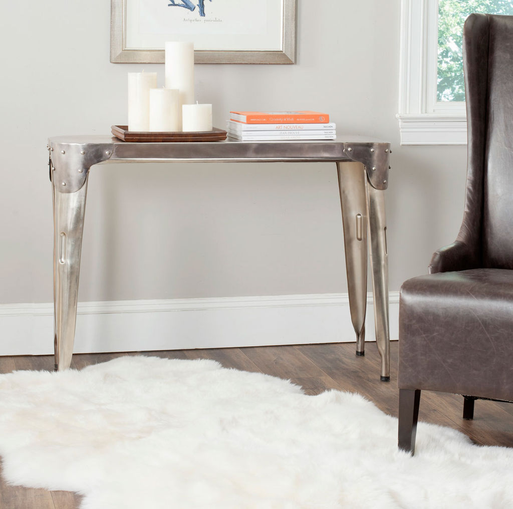 Classic Iron Console Table, Dark Antique Silver