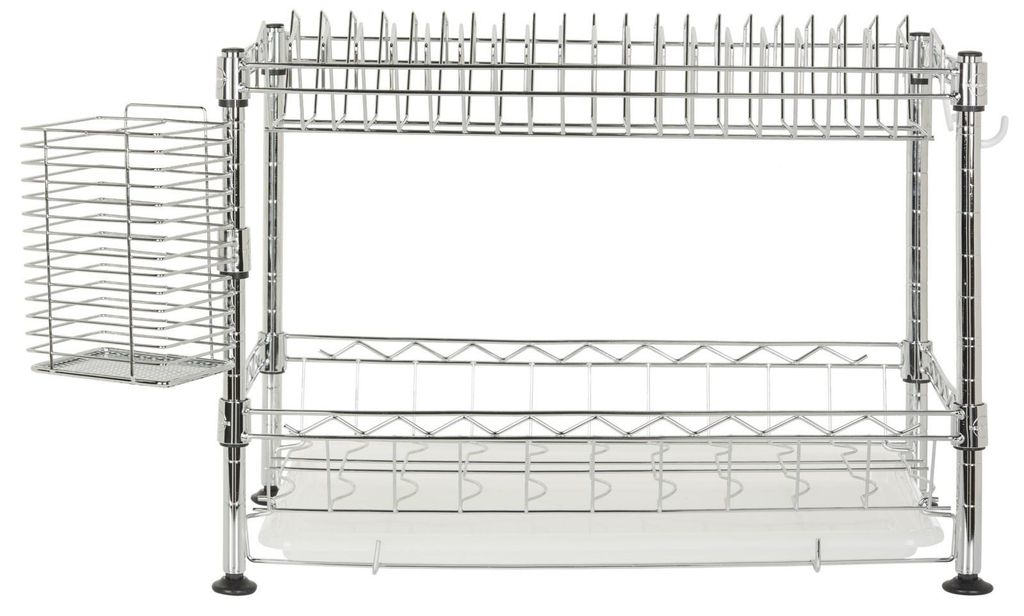 Darina Adjustable Chrome Wire Dish Rack (17.7 In. W X 9.8 In. D X 11.8 In. H), 17.72" X 11.81"