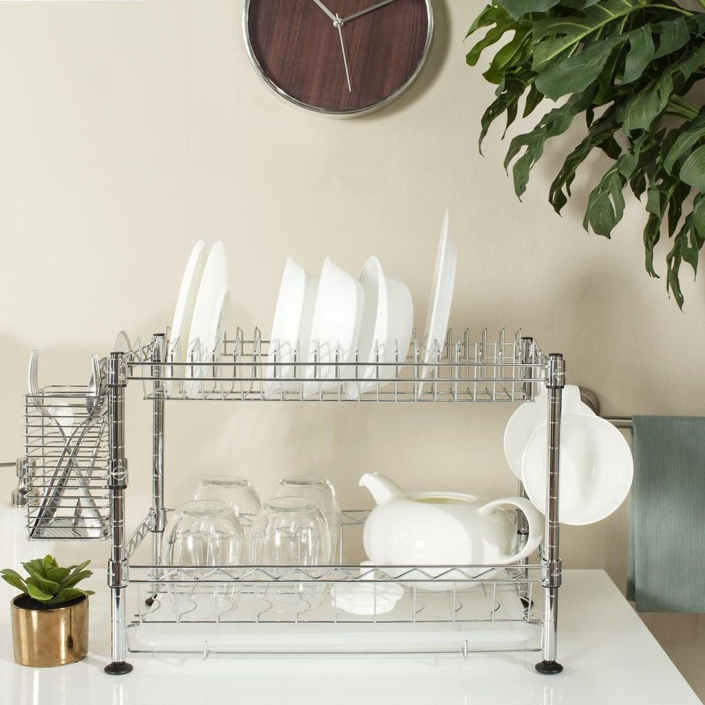 Darina Adjustable Chrome Wire Dish Rack (17.7 In. W X 9.8 In. D X 11.8 In. H), 17.72" X 11.81"